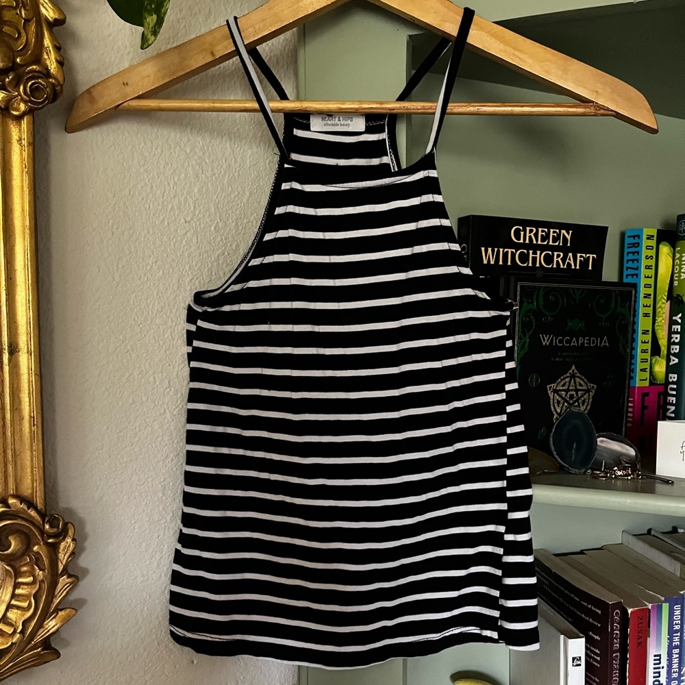 B&W Striped Crop Tank